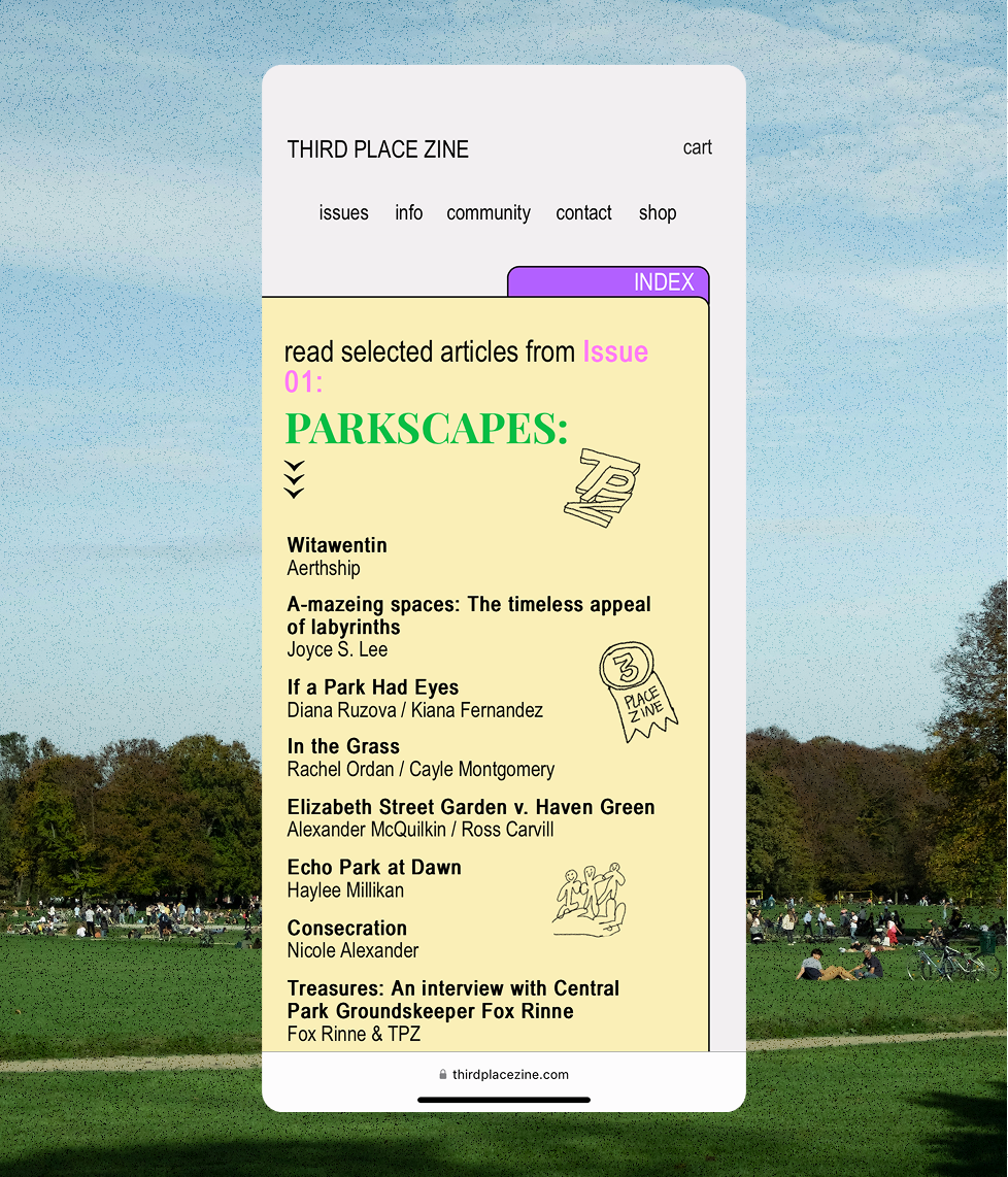 Third Place Zine Mobile View